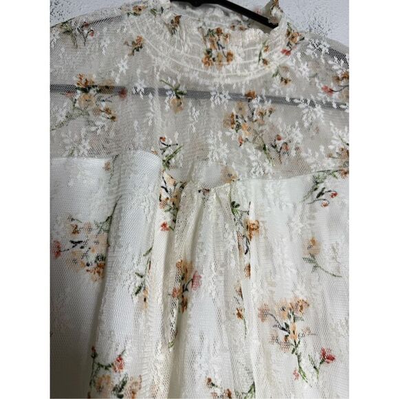 Eyeshadow Bohemian Women’s Floral Print Cream Blouse/Crop Top Size M - Picture 2 of 9